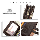 Men's Accessories: Men's Genuine Leather Wallet RFID Blocking Retro Bifold Zipper Card Holder with Key Chain