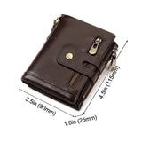 Men's Accessories: Men's Genuine Leather Wallet RFID Blocking Retro Bifold Zipper Card Holder with Key Chain
