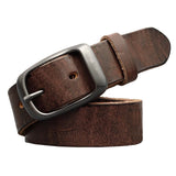 Men's Accessories: Men's Genuine Leather Belt Vintage Cowhide Pin Buckle 125cm Adjustable Length