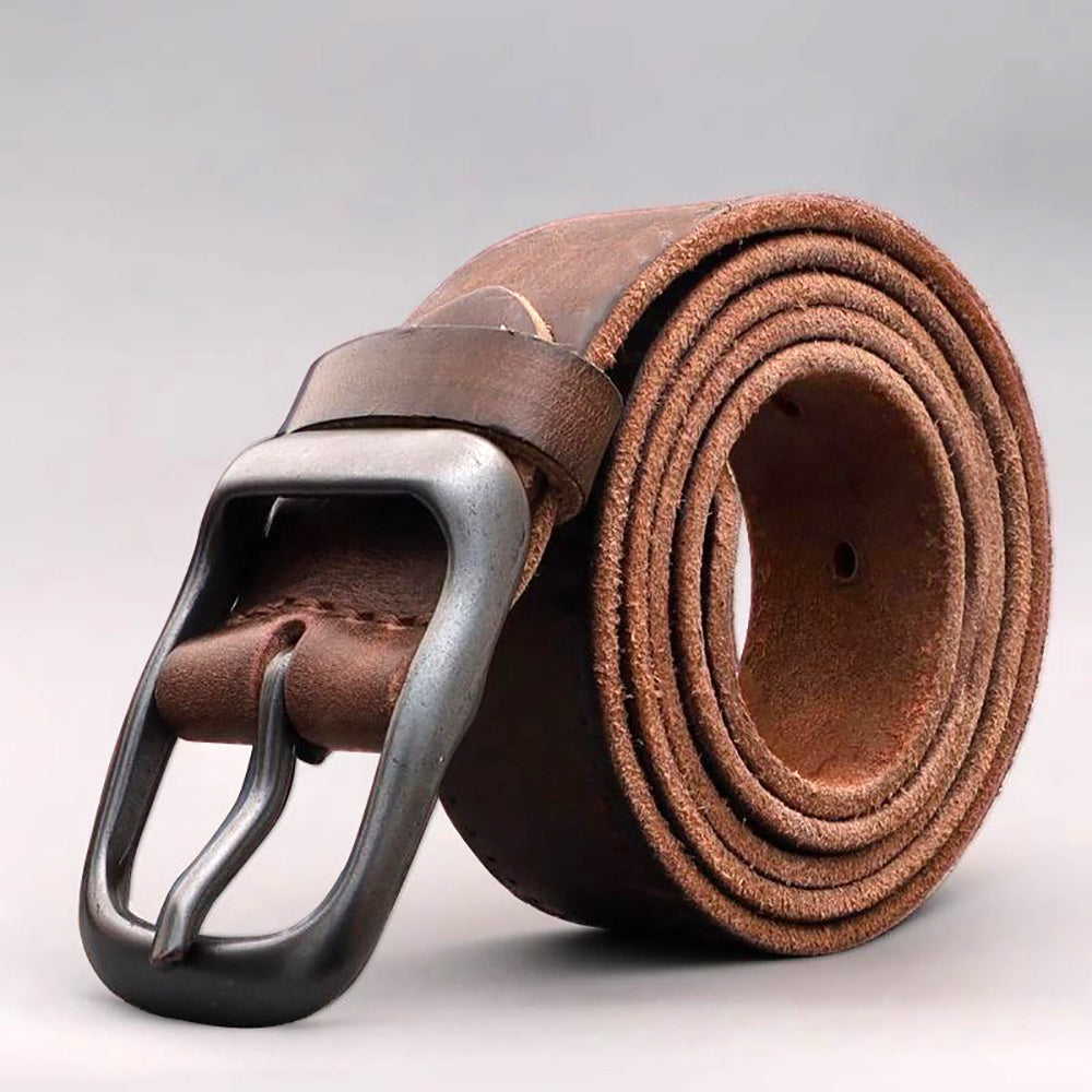 Men's Accessories: Men's Genuine Leather Belt Vintage Cowhide Pin Buckle 125cm Adjustable Length