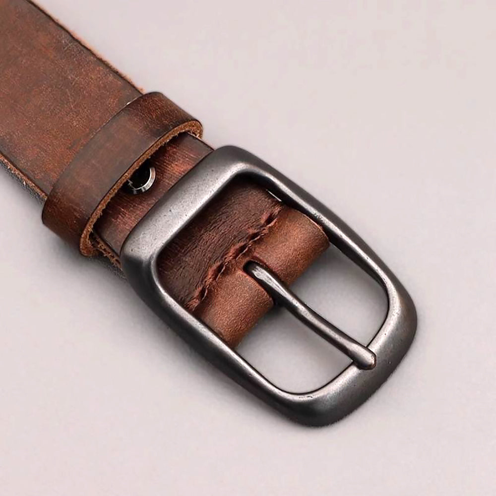 Men's Accessories: Men's Genuine Leather Belt Vintage Cowhide Pin Buckle 125cm Adjustable Length