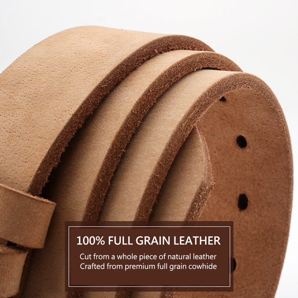 Men's Accessories: Men's Genuine Leather Belt Full Grain Cowhide Belt with Detachable Buckle (110cm)