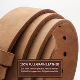 Men's Accessories: Men's Genuine Leather Belt Full Grain Cowhide Belt with Detachable Buckle (130cm)