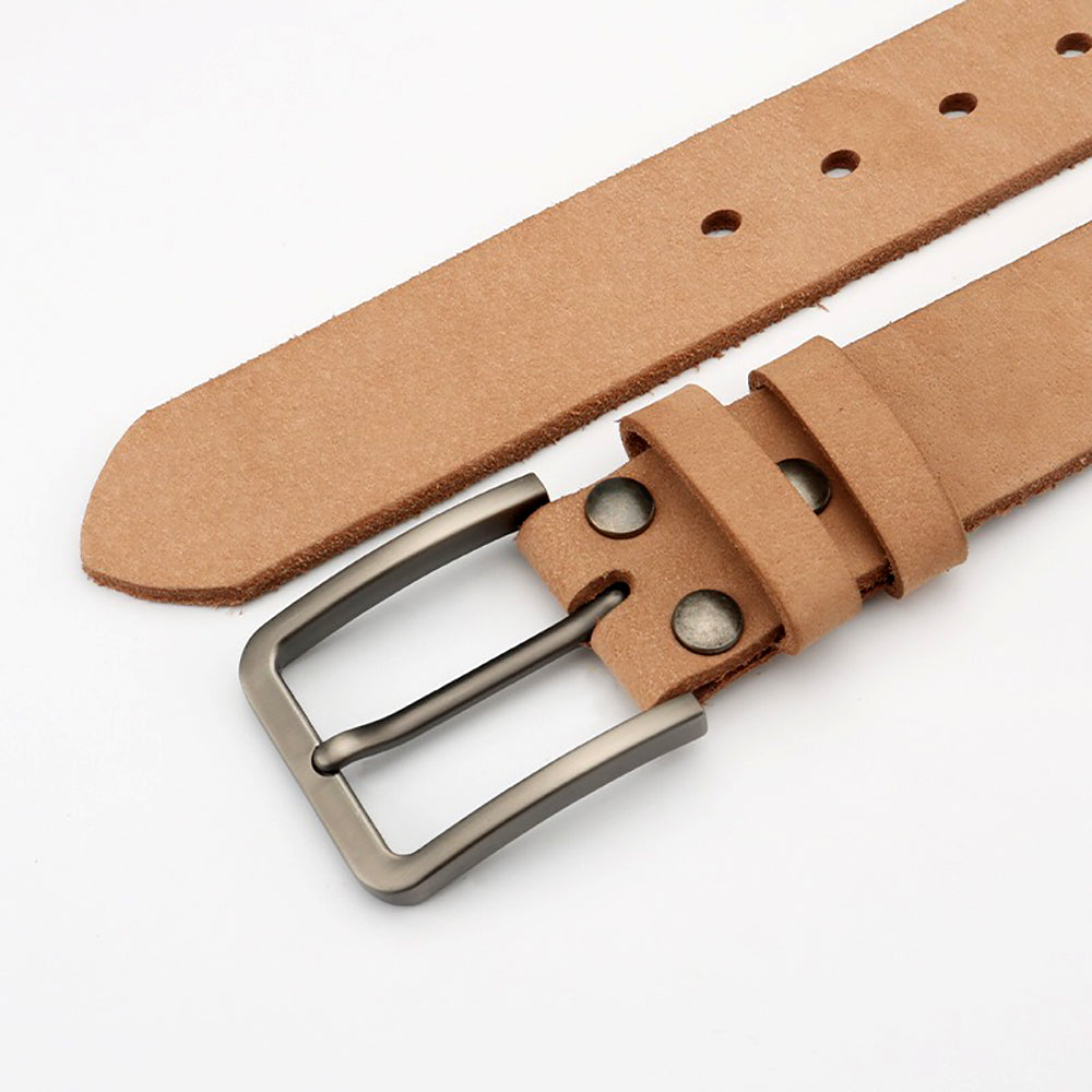 Men's Accessories: Men's Genuine Leather Belt Full Grain Cowhide Belt with Detachable Buckle (130cm)