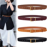 Women's Accessories: Women's Genuine Suede Leather Belt Classic Pin Buckle Cowhide Belts (Brown)