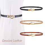 Women's Accessories: Women's Genuine Leather Thin Adjustable Waist Belt for Dresses Blazers (Black)
