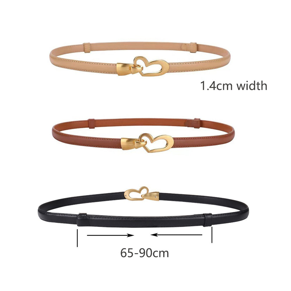 Women's Accessories: Women's Genuine Leather Thin Adjustable Waist Belt for Dresses Blazers (Black)