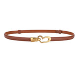 Women's Accessories: Women's Genuine Leather Thin Adjustable Waist Belt for Dresses Blazers (Brown)