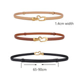 Women's Accessories: Women's Genuine Leather Thin Adjustable Waist Belt for Dresses Blazers (Brown)