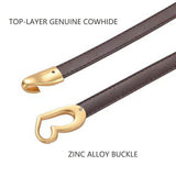 Women's Accessories: Women's Genuine Leather Thin Adjustable Waist Belt for Dresses Blazers (Brown)