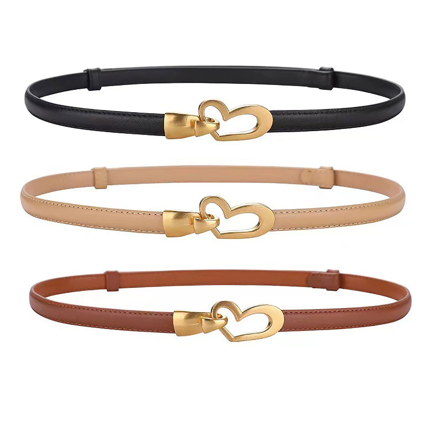 Women's Accessories: Women's Genuine Leather Thin Adjustable Waist Belt for Dresses Blazers (Brown)