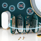 Calendars, Organisers & Planners: Jewellery Storage Box Earrings Display Necklace Organizer 4 Doors Foldable Screen (Green)