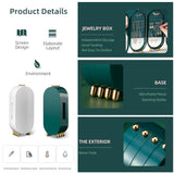 Calendars, Organisers & Planners: Jewellery Storage Box Earrings Display Necklace Organizer 4 Doors Foldable Screen (Green)