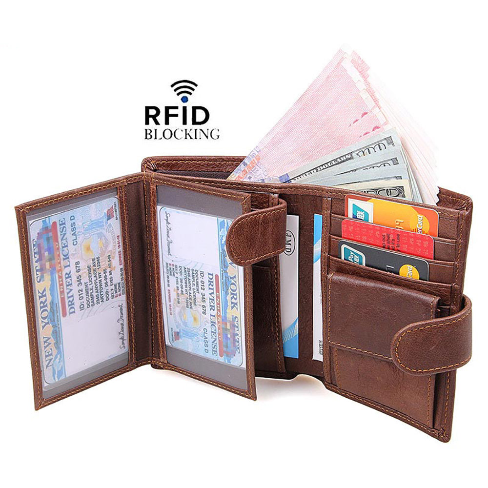 Men's Accessories: Genuine leather men wallets High-quality Multi card short wallet Men's Cow Leather RFID Card Holder