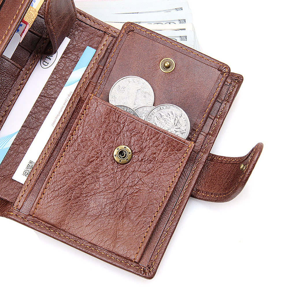 Men's Accessories: Genuine leather men wallets High-quality Multi card short wallet Men's Cow Leather RFID Card Holder