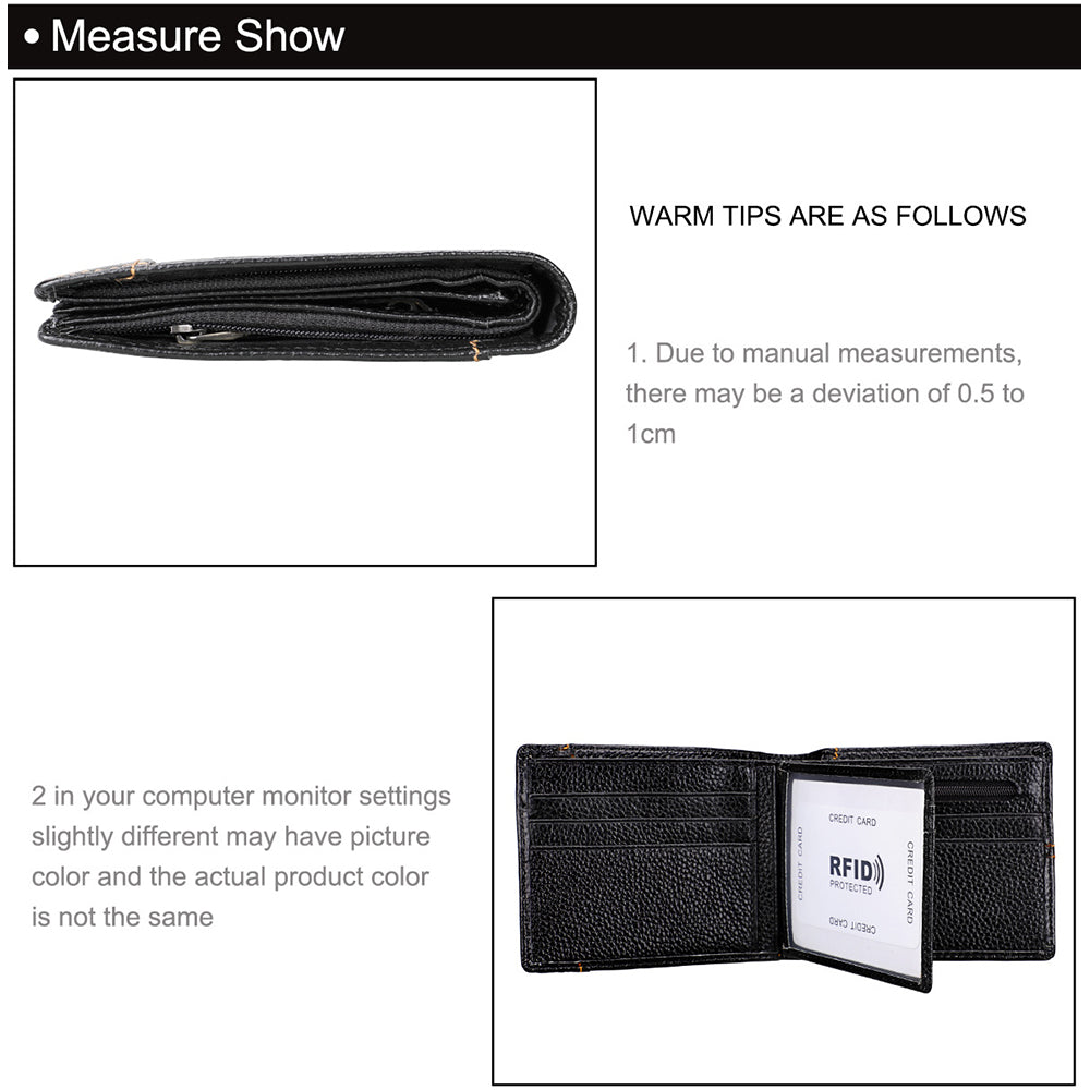 Men's Accessories: Men's Genuine Leather Bilfold Wallet RFID Blocking Card Holder Zipper Coin Purse