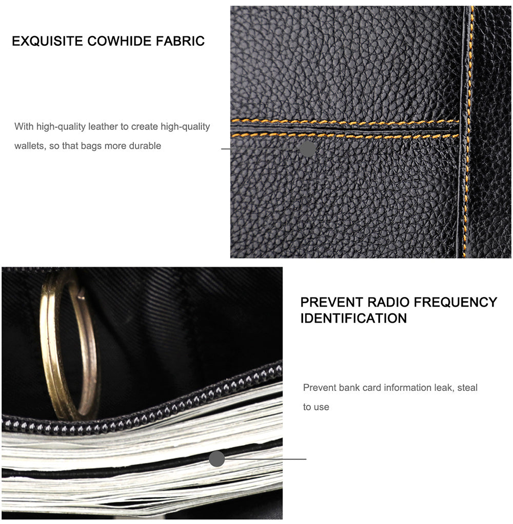 Men's Accessories: Men's Genuine Leather Bilfold Wallet RFID Blocking Card Holder Zipper Coin Purse