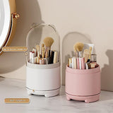 360¶ø Rotating Makeup Brush Bucket Transparent Dust-proof Cosmetic Storage Box(pink)