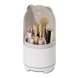 360¶ø Rotating Makeup Brush Bucket Transparent Dust-proof Cosmetic Storage Box(White)