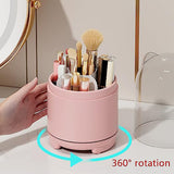 360¶ø Rotating Makeup Brush Bucket Transparent Dust-proof Cosmetic Storage Box(White)