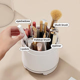 360¶ø Rotating Makeup Brush Bucket Transparent Dust-proof Cosmetic Storage Box(White)