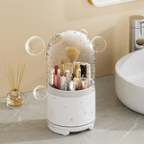 360¶ø Rotating Makeup Brush Bucket Transparent Dust-proof Cosmetic Storage Box(White)