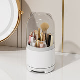 360¶ø Rotating Makeup Brush Bucket Transparent Dust-proof Cosmetic Storage Box(White)