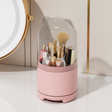 360¶ø Rotating Makeup Brush Bucket Transparent Dust-proof Cosmetic Storage Box(White)