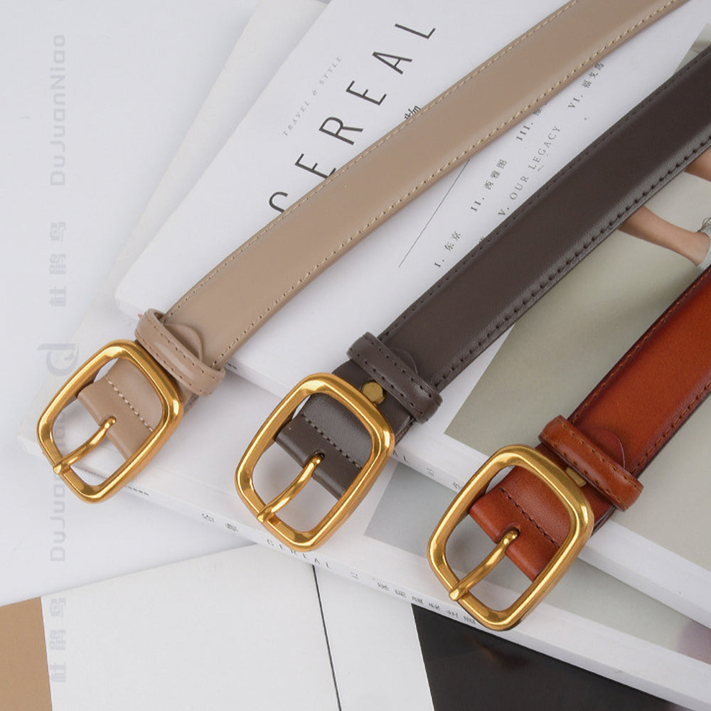 Women's Accessories: Classic Leather Belts for Women, Joyreap Genuine Leather Womens Belts with Gold Buckle (Khaki)