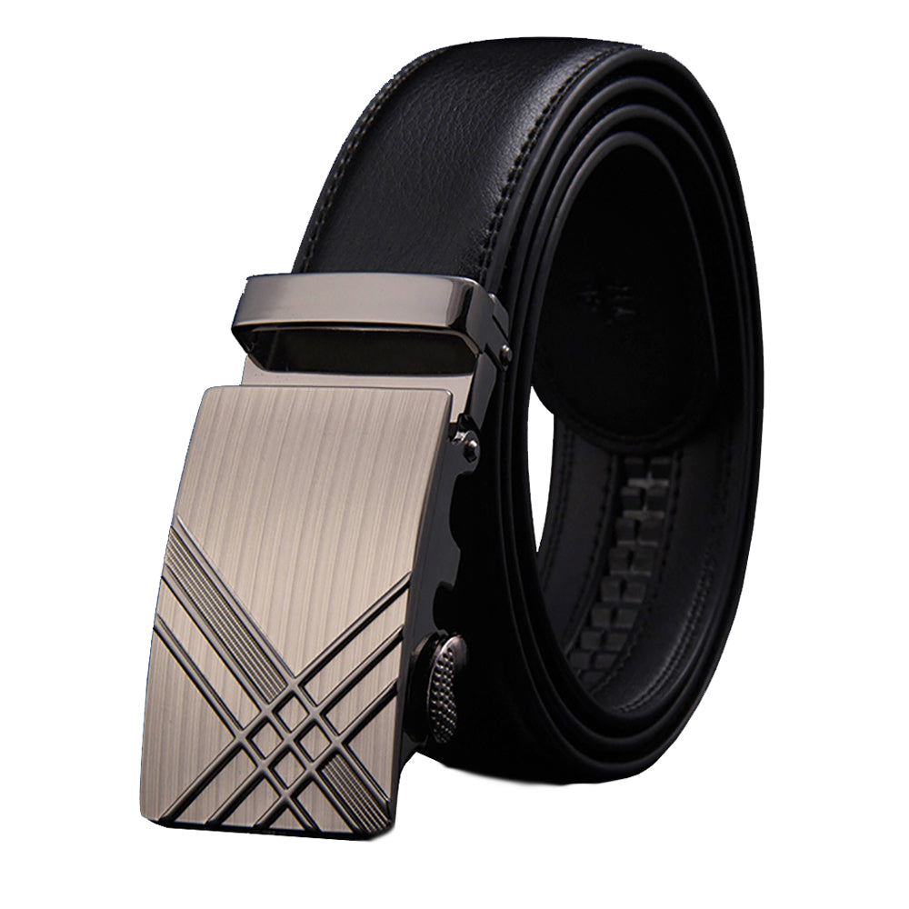 Automotive Repair & Speciality Tools: Adjustable Slide Luxury Leather Belt For Men's Automatic Buckle Ratchet Business Dress Belts (FB8501#01)