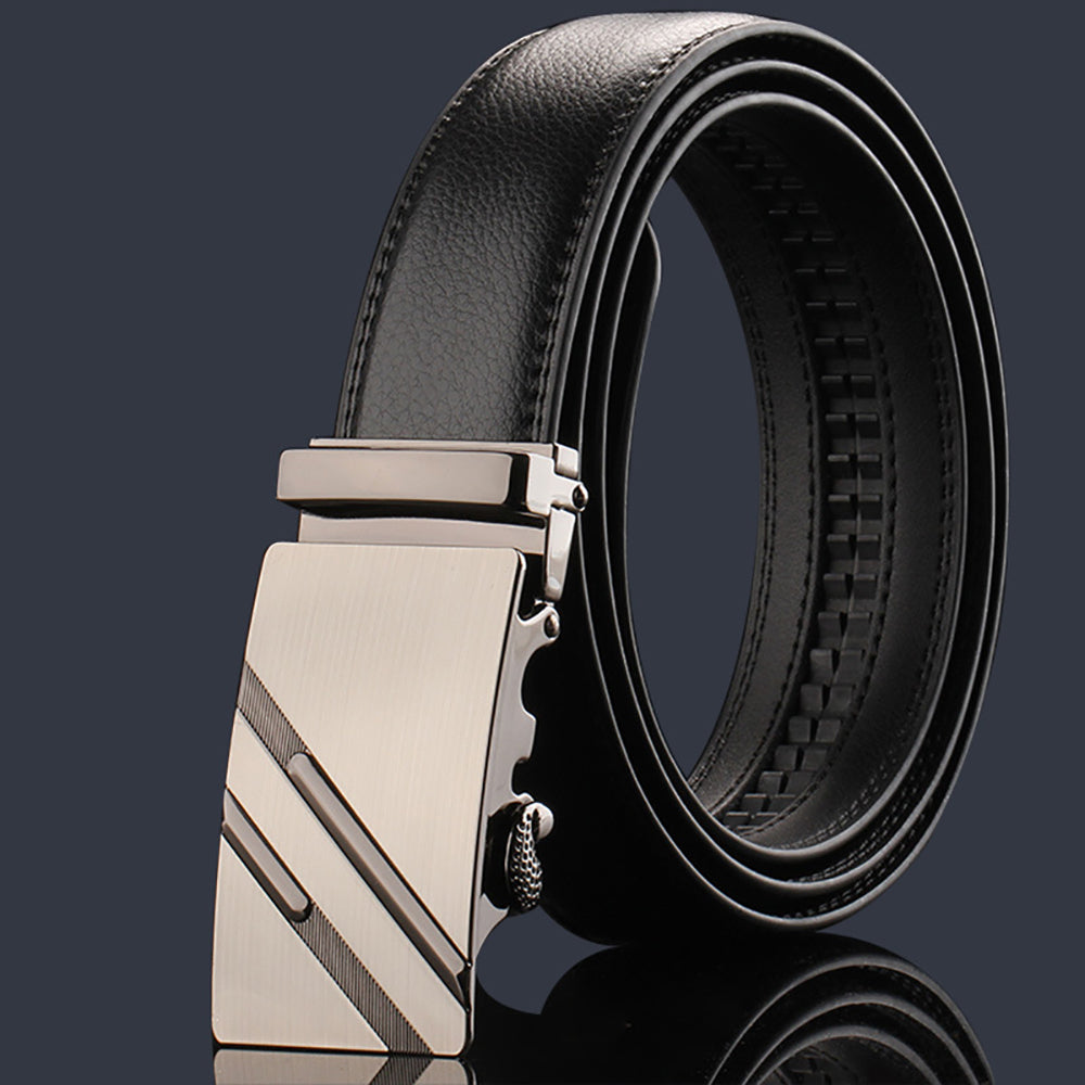 Automotive Repair & Speciality Tools: Adjustable Slide Luxury Leather Belt For Men's Automatic Buckle Ratchet Business Dress Belts (FB8502#15)