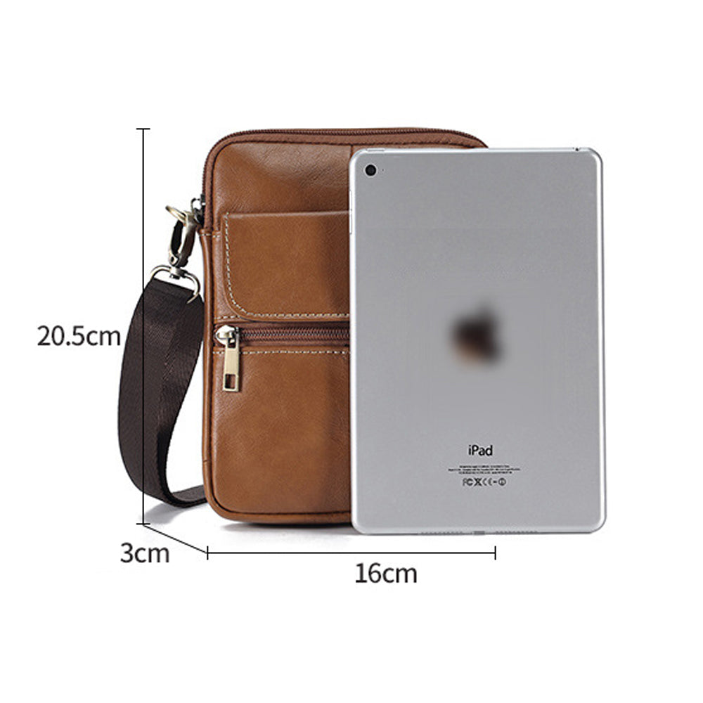 Men's Underwear & Socks: Genuine leather men's crossbody bag oiled wax leather Satchel Crossbody Bag (Brown)