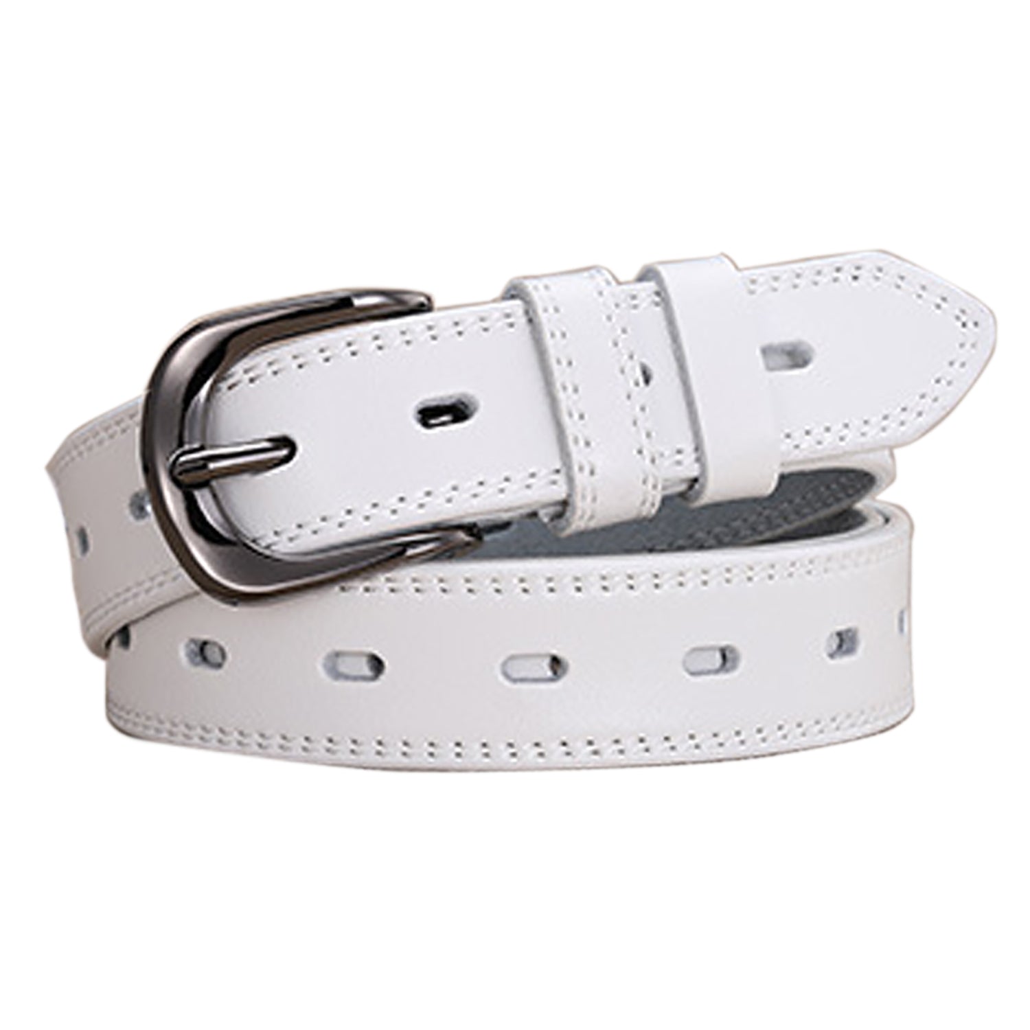 Women's Accessories: Classic Leather Belts for Women, Joyreap Genuine Leather Womens Belts Alloy Pin Buckle (White)