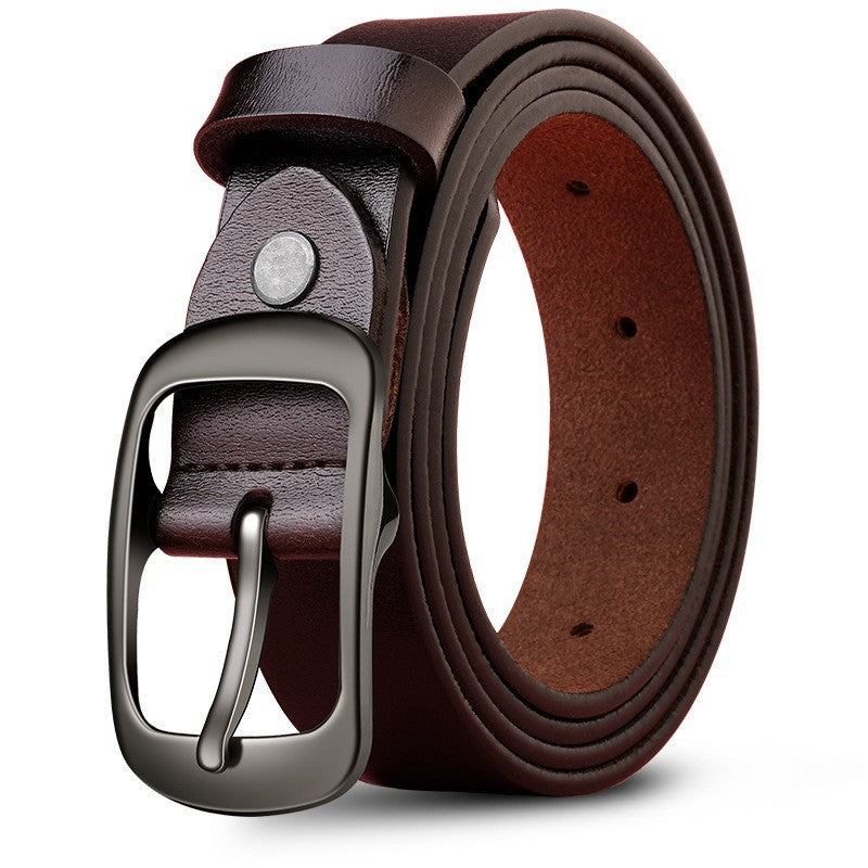 Women's Accessories: Genuine Leather 110-120CM Womens Belt Pin Buckle Top Layer Cow Leather(Brown)