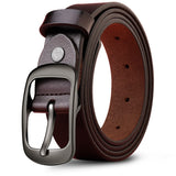 Women's Accessories: Genuine Leather 110-120CM Womens Belt Pin Buckle Top Layer Cow Leather(Brown)