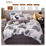 Bed Sheets: Palm Leaves Pattern Aloe Cotton Flat Sheet Quilt Cover Pillowcases 4pcs Bedding Set (King)
