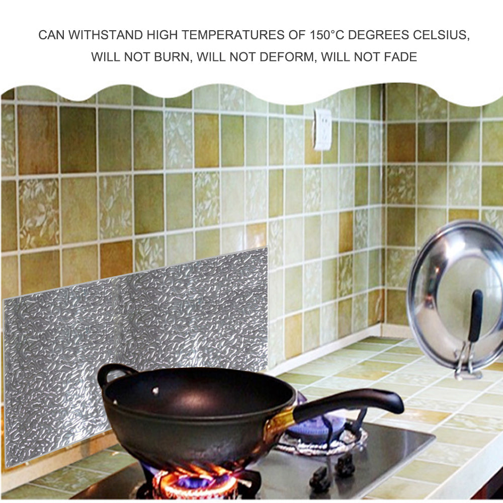 Kitchen & Bathroom DIY: Aluminum Foil Sticker Self Adhesive Oil-proof Waterproof Kitchen Cabinet Wall(60*500cm)