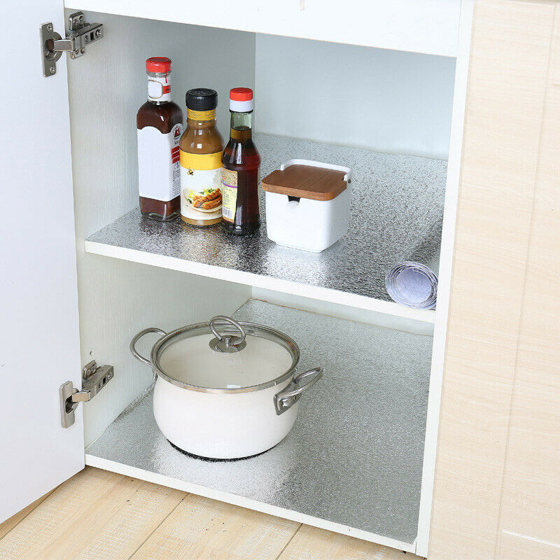 Kitchen & Bathroom DIY: Aluminum Foil Sticker Self Adhesive Oil-proof Waterproof Kitchen Cabinet Wall(60*500cm)