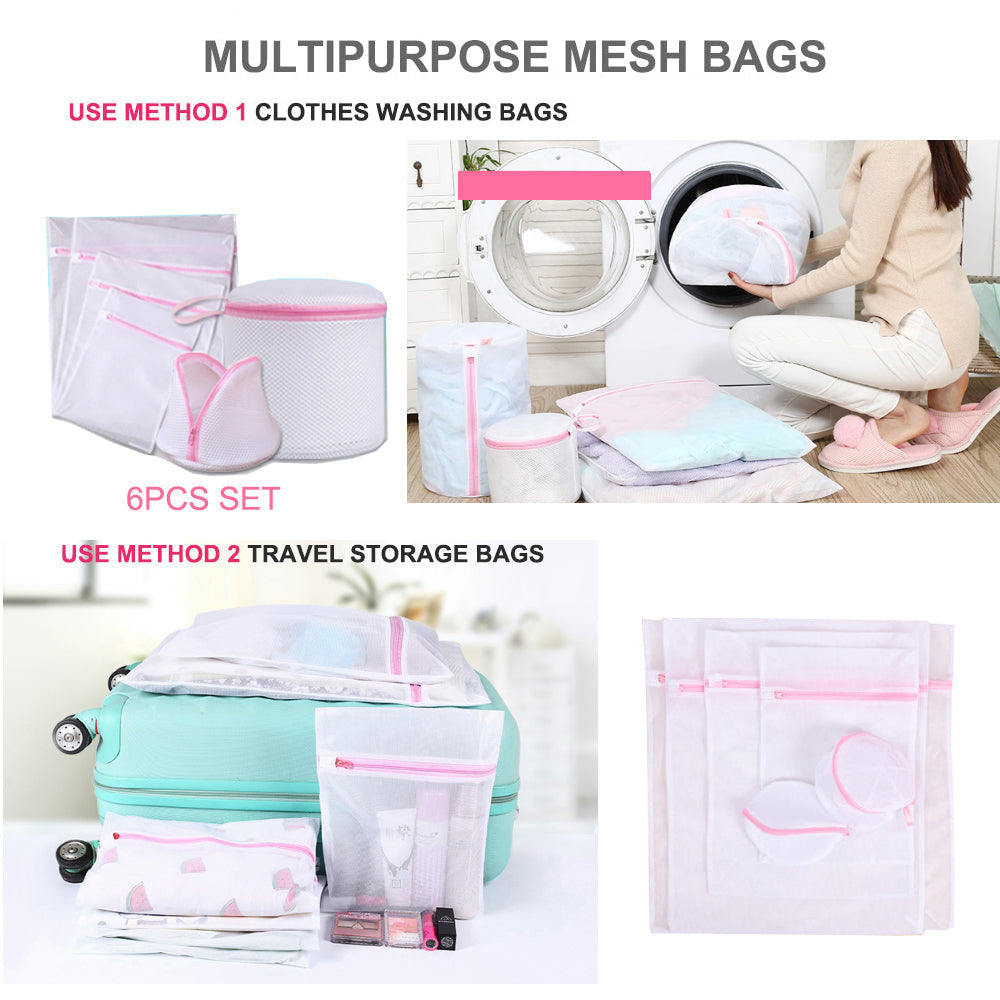Laundry Wash Bags: Washing Bag Pack Set Of 6 Laundry Bags Mesh Lingerie Delicate clothes Wash Bags