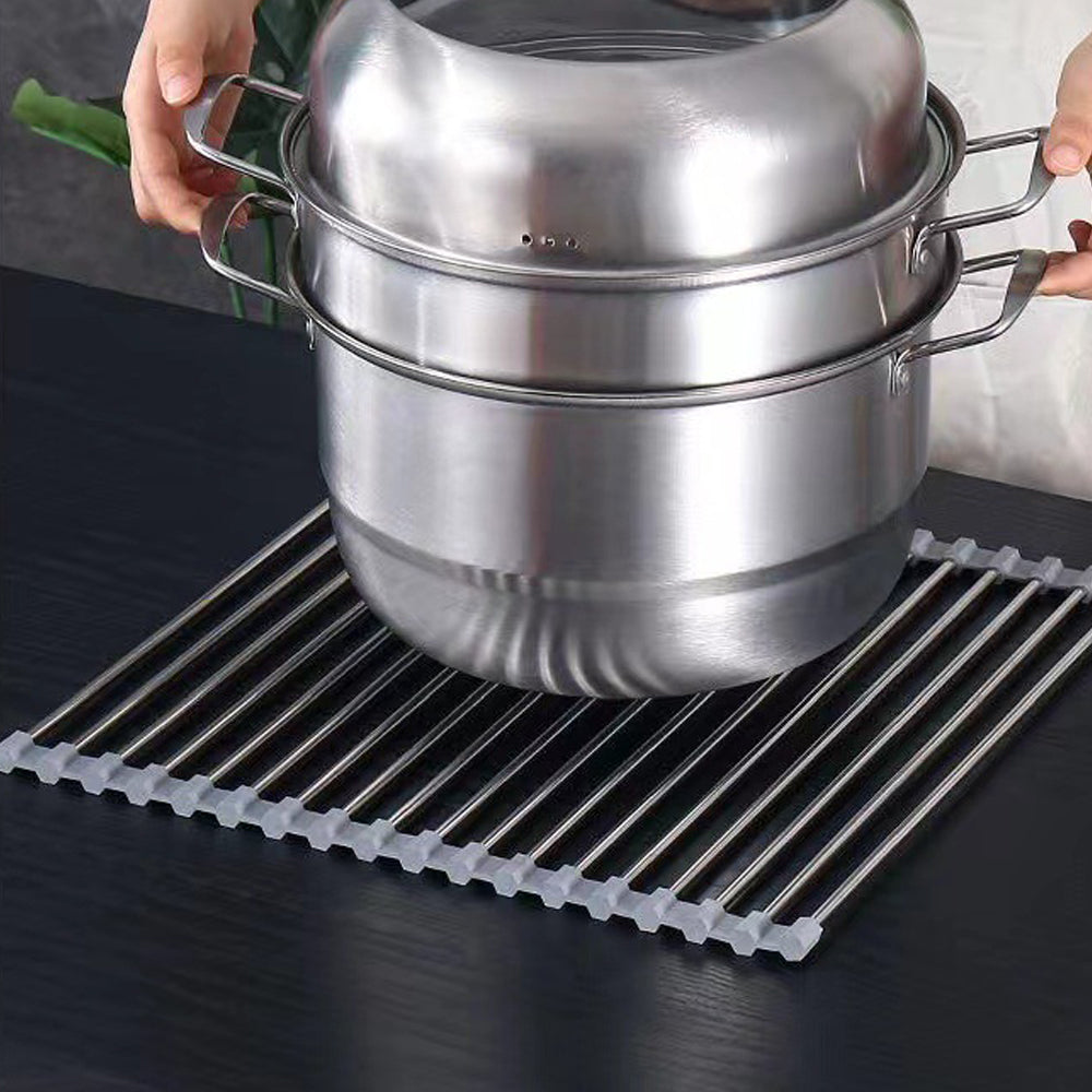 Kitchen & Bathroom DIY: Kitchen Roll-Up Dish Drying Rack Foldable Drainer Over Sink 304-Stainless Steel(Medium:47*30cm)
