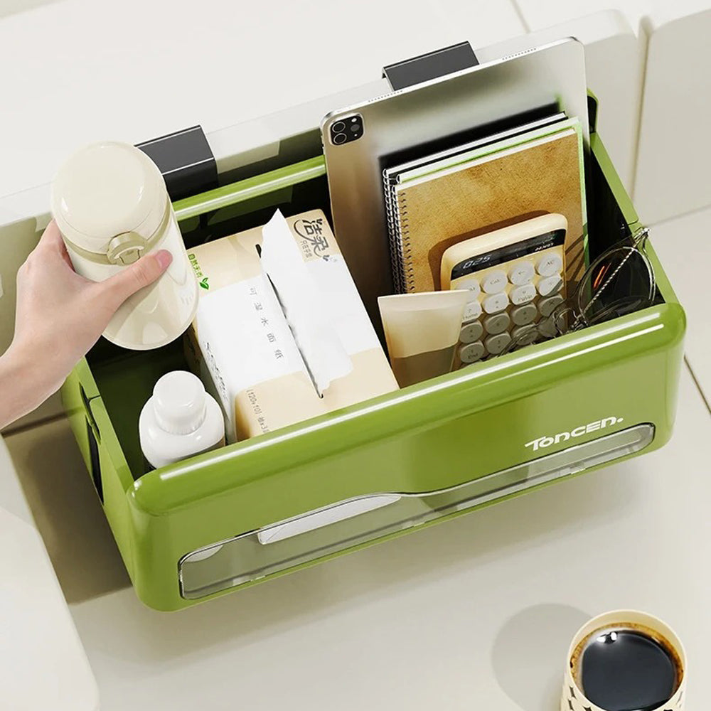 Storage Cabinets: Foldable Hanging Storage Box No Drilling Required Wall-mounted Organizer (Green)