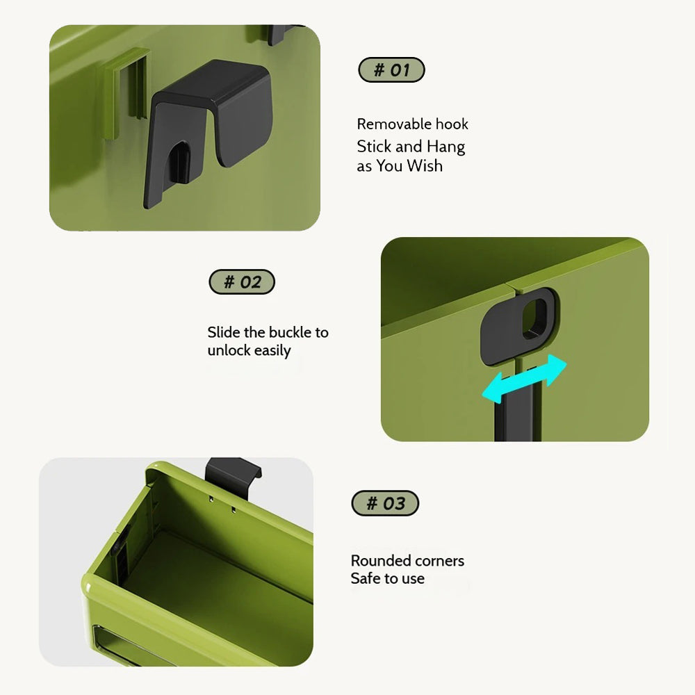 Storage Cabinets: Foldable Hanging Storage Box No Drilling Required Wall-mounted Organizer (Green)