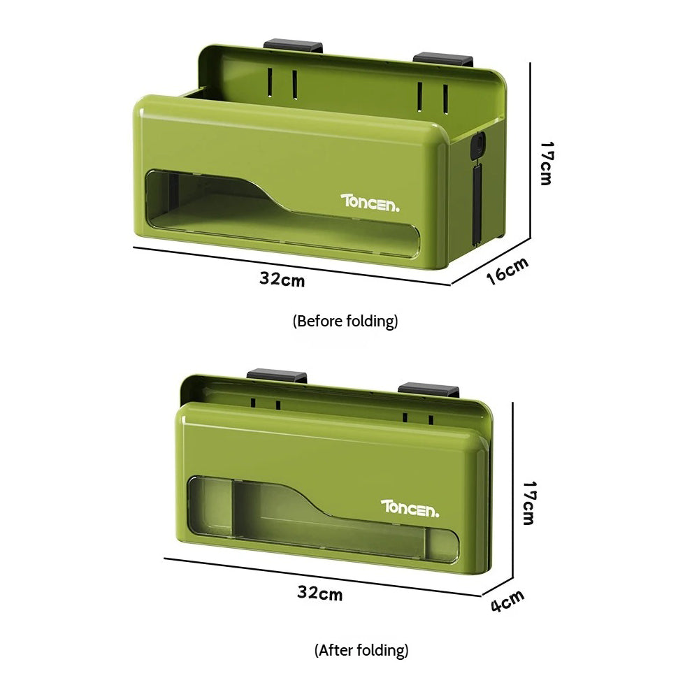 Storage Cabinets: Foldable Hanging Storage Box No Drilling Required Wall-mounted Organizer (Green)