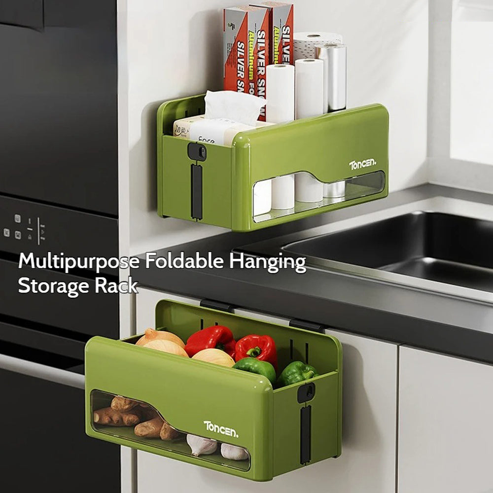 Storage Cabinets: Foldable Hanging Storage Box No Drilling Required Wall-mounted Organizer (Red)