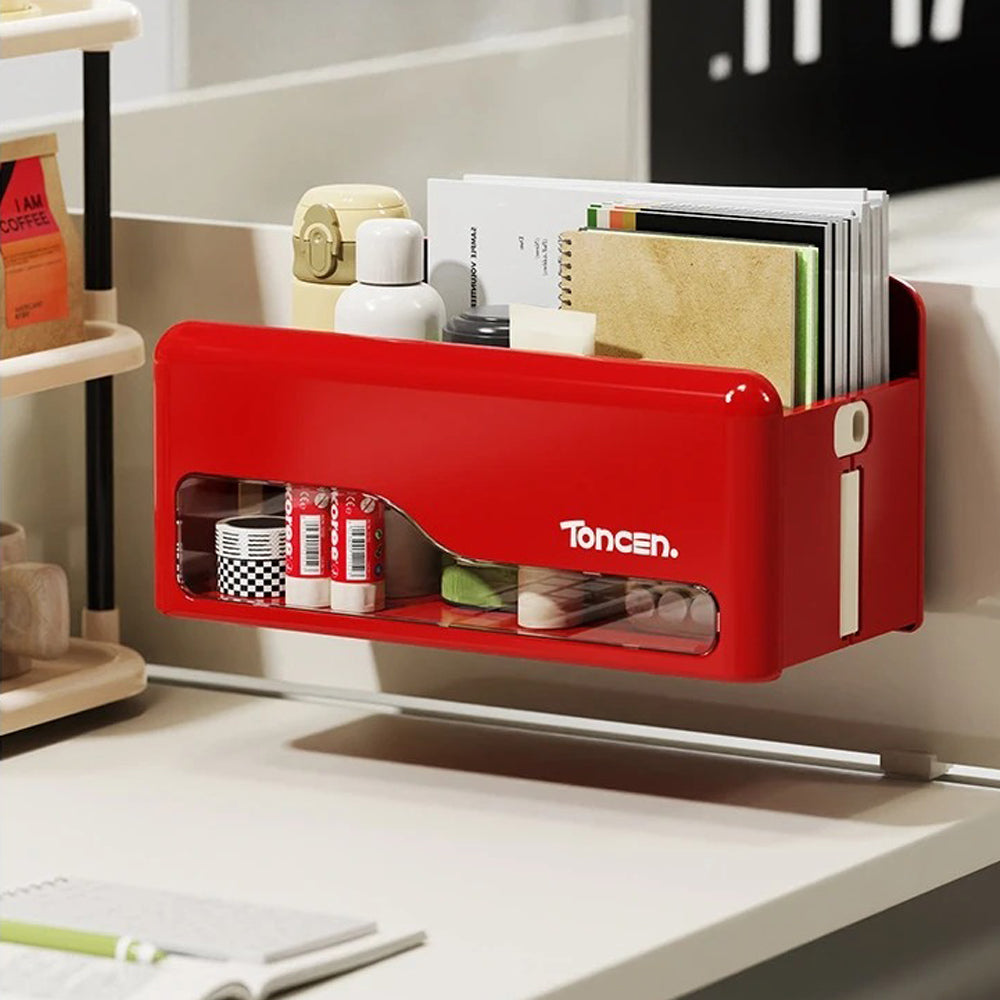 Storage Cabinets: Foldable Hanging Storage Box No Drilling Required Wall-mounted Organizer (Red)