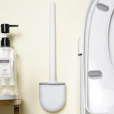 Toilet Brushes & Holders: Silicone Flexible Head Deep Cleaning Toilet Brush with Wall Mount Holder