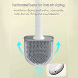 Toilet Brushes & Holders: Silicone Flexible Head Deep Cleaning Toilet Brush with Wall Mount Holder