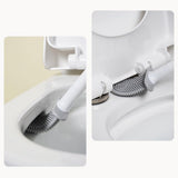 Toilet Brushes & Holders: Silicone Flexible Head Deep Cleaning Toilet Brush with Wall Mount Holder