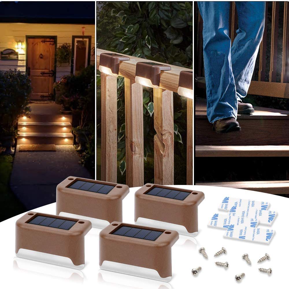 Outdoor Lights: 4 Pack SolarPower Deck Lights Outdoor Step Lights Waterproof LED lights