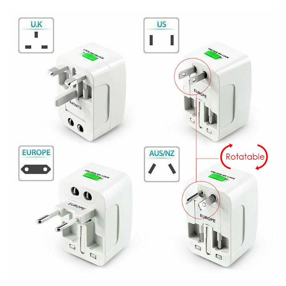 Camping Appliances: Dual USB Portable Electric Plug Power Socket Adapter International Travel Universal Charger Converter EU UK US AU